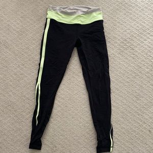 Lululemon black with lime green stripe leggings